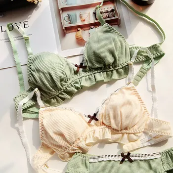 Japanese matcha green cute girl bra set falbala sweet comfortable no rims cotton underwear lingerie set ropa interior lencería
Japanese matcha green cute girl bra set falbala sweet comfortable no rims cotton underwear lingerie set ropa interior lencería
