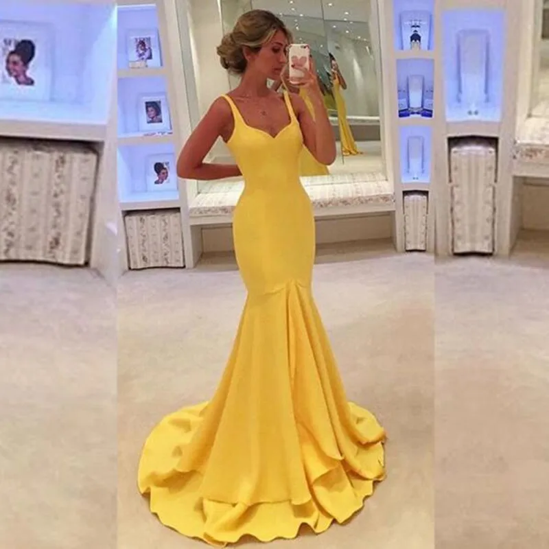 Sexy Neckline Yellow Mermaid Prom Gown Floor Length Evening Dress for Wedding Party vestido de festa longo Custom Made
Sexy Neckline Yellow Mermaid Prom Gown Floor Length Evening Dress for Wedding Party vestido de festa longo Custom Made