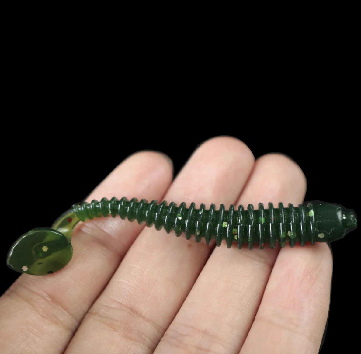 Description Picture 2 of item10pcs/lot soft Fishing Lure 5cm/0.7g Jig Wobblers Swimbait Artificial  Spiral T tail Silicone Bait worm pesca Carp Bass Lures