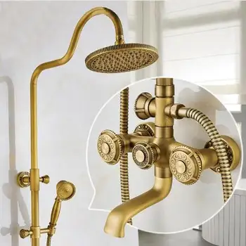 New Luxury Antique Brass Carving Rainfall Shower Sets Faucet Mixer Tap Tub Faucet Brass Bath & Shower Faucet Set Bathtub Faucet
New Luxury Antique Brass Carving Rainfall Shower Sets Faucet Mixer Tap Tub Faucet Brass Bath & Shower Faucet Set Bathtub Faucet