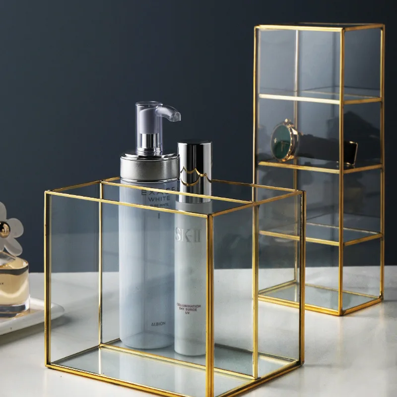 Golden Glass Lattice Cosmetic Storage Box Jewelry Classification Storage Tray Large Capacity Dressing Table Desktop Finishing
Golden Glass Lattice Cosmetic Storage Box Jewelry Classification Storage Tray Large Capacity Dressing Table Desktop Finishing