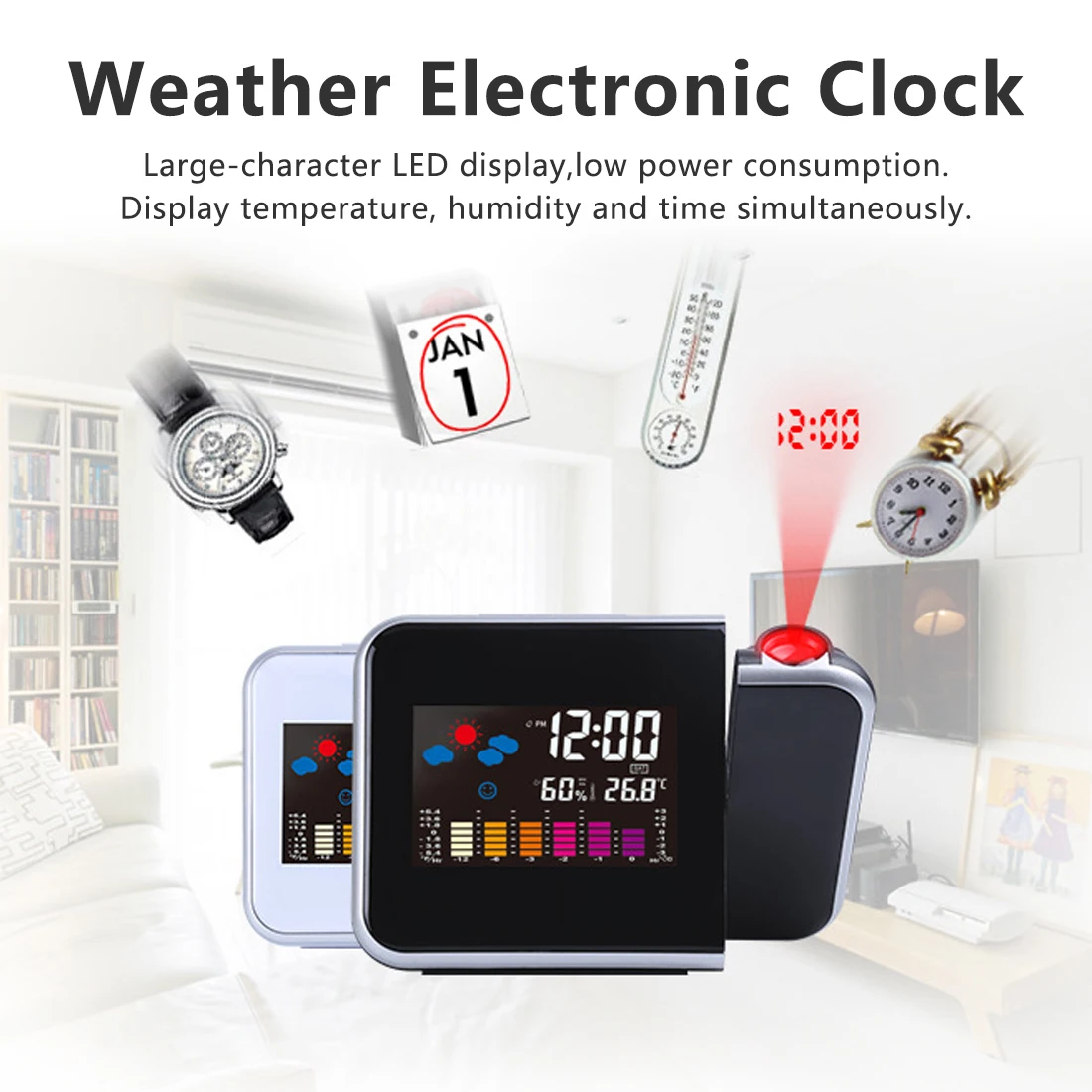 LED Digital Alarm Clock Electronic Table Watch Desk Alarm Clock Projector Clock With Weather Station Radios & Alarm Clocks
LED Digital Alarm Clock Electronic Table Watch Desk Alarm Clock Projector Clock With Weather Station Radios & Alarm Clocks