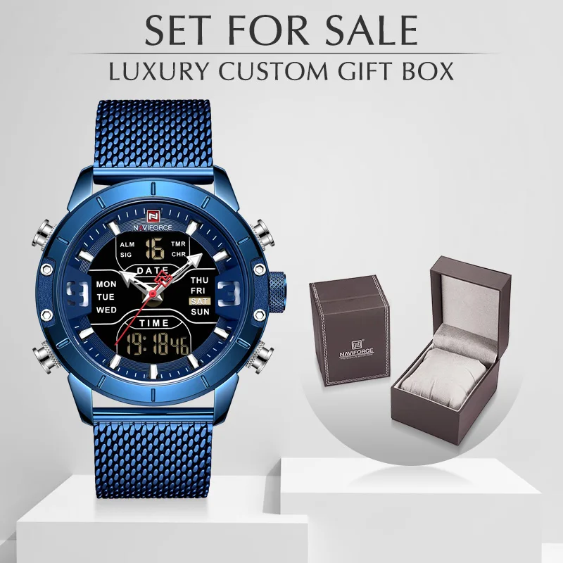 Men Watch NAVIFORCE Luxury Brand Quartz Military Sport Wrist Watches Mens Waterproof LED Digital Clock With Box Set For Sale
Men Watch NAVIFORCE Luxury Brand Quartz Military Sport Wrist Watches Mens Waterproof LED Digital Clock With Box Set For Sale