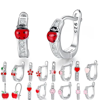 Authentic 925 Sterling Silver Earrings Crystal CZ Red Pink Enamel Cute Ladybug Flower Heart Stud Earring for Girls Kids Jewelry
Authentic 925 Sterling Silver Earrings Crystal CZ Red Pink Enamel Cute Ladybug Flower Heart Stud Earring for Girls Kids Jewelry