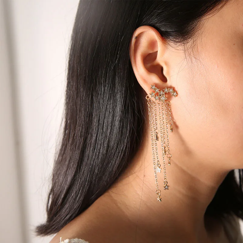 1 Pcs Elegant Earrings Silver Gold Long Tassel Earrings for Women Brincos Hyperbole Crystal Star Dangle Earrings Fashion Jewelry
1 Pcs Elegant Earrings Silver Gold Long Tassel Earrings for Women Brincos Hyperbole Crystal Star Dangle Earrings Fashion Jewelry