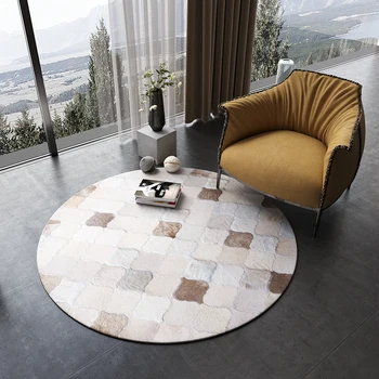 American style Round shaped natural cowhide patchwork rug , beige fur carpet for living room bedroom decoration fur mat
American style Round shaped natural cowhide patchwork rug , beige fur carpet for living room bedroom decoration fur mat
