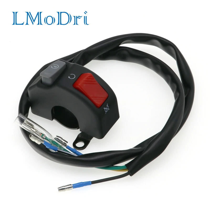 

LMoDri Motorcycle 7/8" 22mm Handlebar Switches 12V Mount Headlight Fog Light Horn ON OFF Start Kill Switch