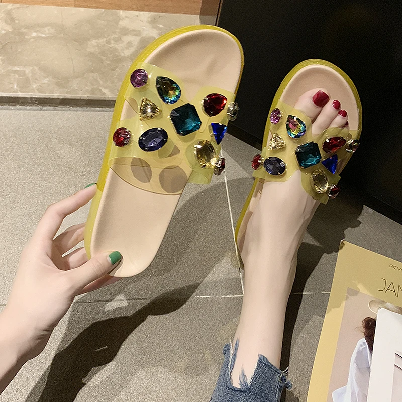 Rhinestone Women Slippers Sweet Crystal Flat Open Toe Slides Summer Flip Flops Beach Shoes Platform Sandals 2019 Jelly Shoes
Rhinestone Women Slippers Sweet Crystal Flat Open Toe Slides Summer Flip Flops Beach Shoes Platform Sandals 2019 Jelly Shoes