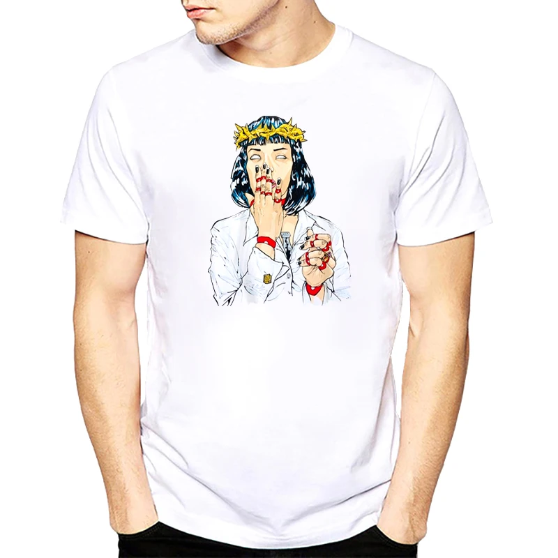 Virgin Mary Mia Wallace T shirt Men Pulp Fiction Classic Movie Poster T-shirt Male Quentin Tarantino Top Tees s-3XL
Virgin Mary Mia Wallace T shirt Men Pulp Fiction Classic Movie Poster T-shirt Male Quentin Tarantino Top Tees s-3XL