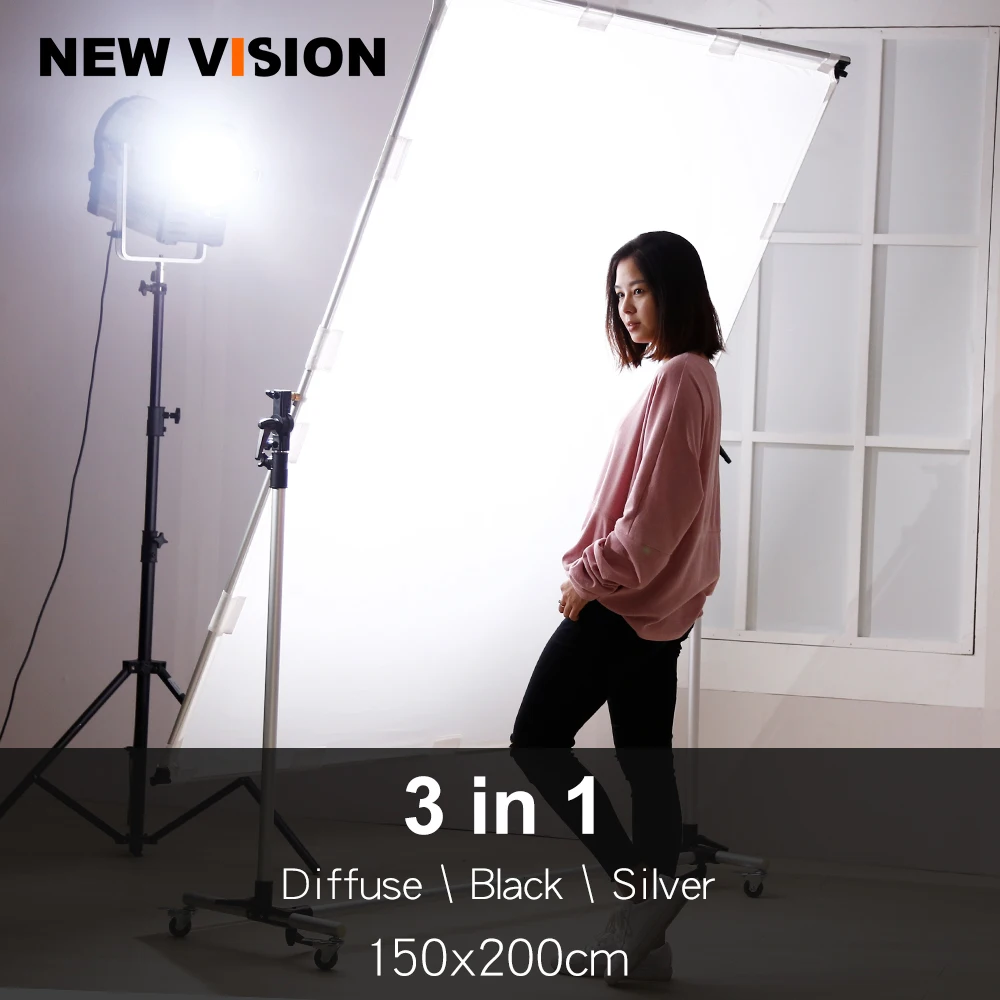 Pro Studio Solutions Adjustable Direction 150x200cm Collapsible Sun Scrim, Diffuse & Silver Black Reflector Kit with Wheel
Pro Studio Solutions Adjustable Direction 150x200cm Collapsible Sun Scrim, Diffuse & Silver Black Reflector Kit with Wheel