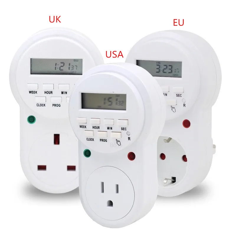 Intelligent Electronic Power Adapter USA EU UK LCD Digital 7 Days Programmable Timer Switch Relay and Countdown Timer Control
Intelligent Electronic Power Adapter USA EU UK LCD Digital 7 Days Programmable Timer Switch Relay and Countdown Timer Control
