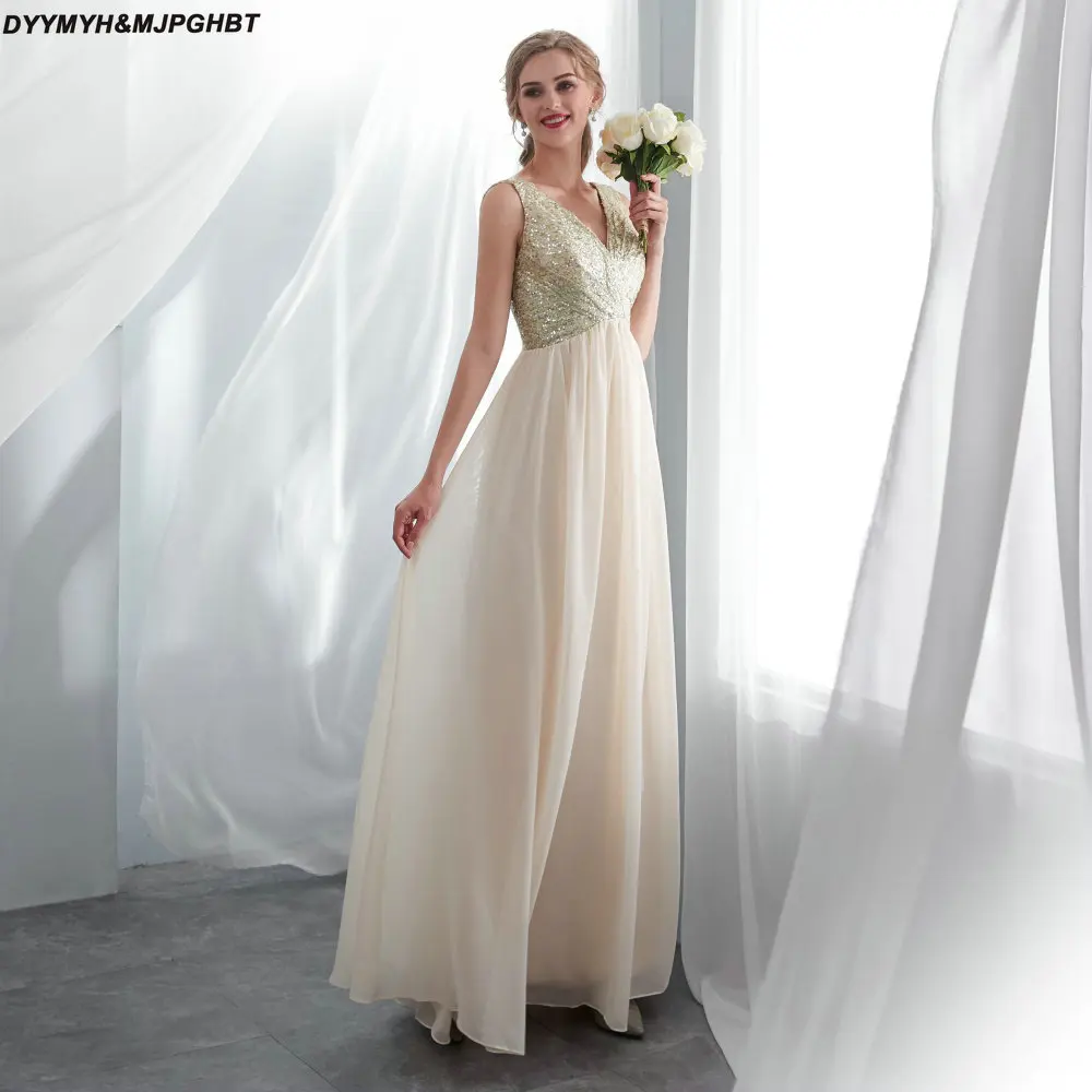 Glamours Chiffon/Sequin Long Bridesmaid Dresses V Neck Floor Length Elegant Maid of Honor Gown
Glamours Chiffon/Sequin Long Bridesmaid Dresses V Neck Floor Length Elegant Maid of Honor Gown
