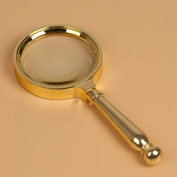 

BIJIA 5X 70mm Diameter Classic Handheld Golden Matel Magnifier Reading Map Newspaper Magnifying Glass Jewelry Loupe