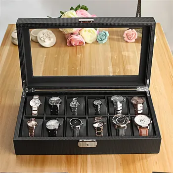 Black High-Grade 12 Slots Luxury Jewelry Display Watch Box Storage Holder Large Glass Window Top Organizer Container
Black High-Grade 12 Slots Luxury Jewelry Display Watch Box Storage Holder Large Glass Window Top Organizer Container