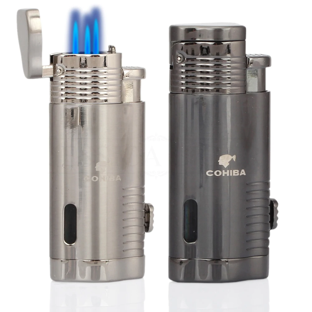 COHIBA Lighter Gas Butane 3 Flame Jet Torch Cigarette Lighters Windproof Men Metal Cigar Lighter Refillable
COHIBA Lighter Gas Butane 3 Flame Jet Torch Cigarette Lighters Windproof Men Metal Cigar Lighter Refillable