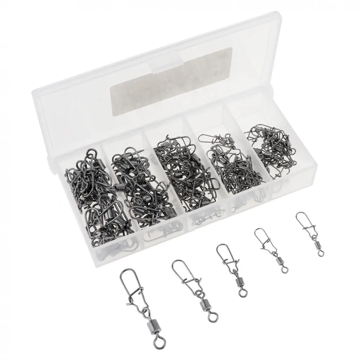 96pcs/lot 2# 3# 4# 6# 8# 10# Fishing Connector Bearing Rolling Swivel 8 Ring with Enhanced Pin and Lure Plastic Box
96pcs/lot 2# 3# 4# 6# 8# 10# Fishing Connector Bearing Rolling Swivel 8 Ring with Enhanced Pin and Lure Plastic Box