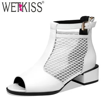 WETKISS Cow Leather Ankle Boots Women Peep Toe Zip Footwerar Thick Med Heels Shoes Lady Mesh Shoes Woman Spring 2019 New
WETKISS Cow Leather Ankle Boots Women Peep Toe Zip Footwerar Thick Med Heels Shoes Lady Mesh Shoes Woman Spring 2019 New