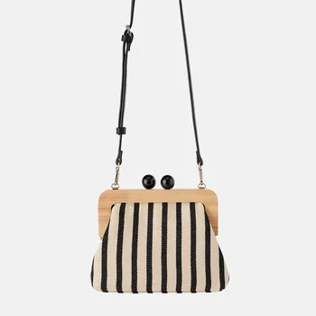 Vintage Striped Wooden Clip Bags for Women Canvas Bead Shoulder Bag Crossbody Bags Clutch Purse Lady Designer Brands Bolsa Mujer
Vintage Striped Wooden Clip Bags for Women Canvas Bead Shoulder Bag Crossbody Bags Clutch Purse Lady Designer Brands Bolsa Mujer