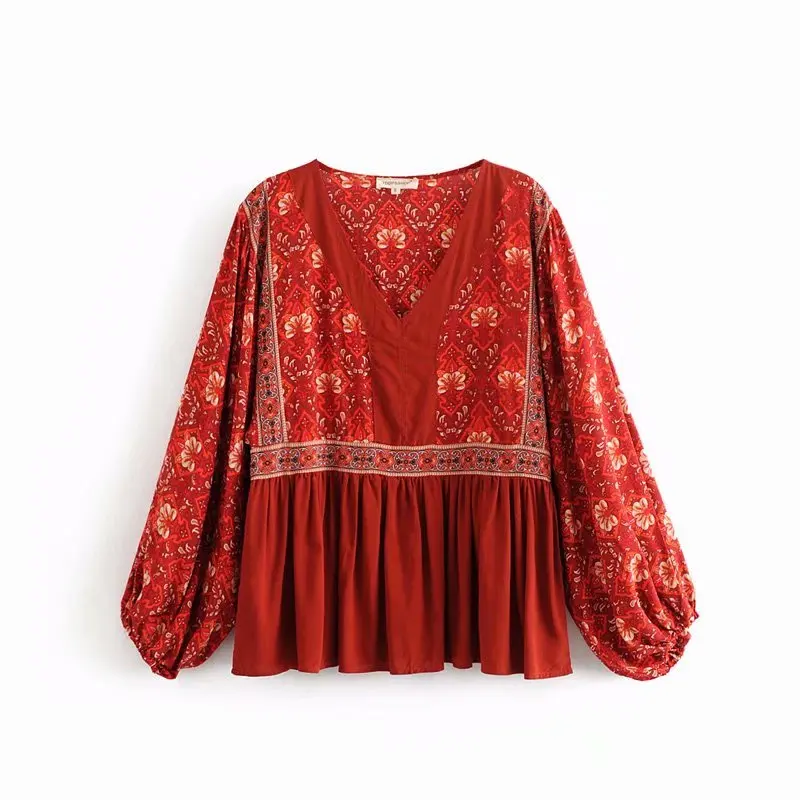 GYPSY Boho Summer Vintage Floral Print Pleated Tops Women Blouses New Fashion V Neck Lantern Sleeve Shirts Casual Blusas Mujer
GYPSY Boho Summer Vintage Floral Print Pleated Tops Women Blouses New Fashion V Neck Lantern Sleeve Shirts Casual Blusas Mujer