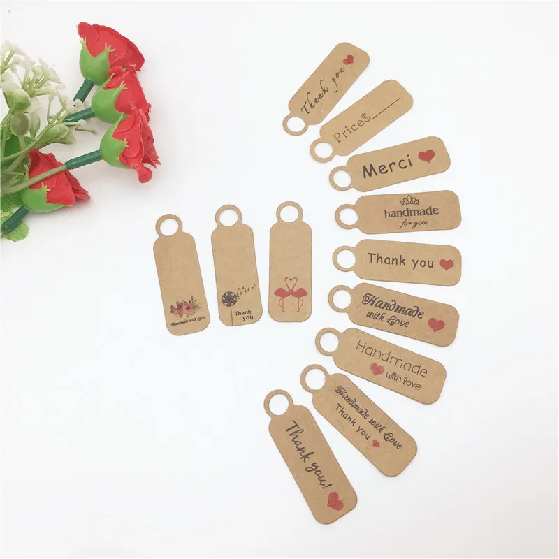 100Pcs/Lot Packaging Label Hang Tag Kraft Paper Thank You Handmade With Love Bottle Shape Price Tag Lovely Small Size 4.5x1.5cm
100Pcs/Lot Packaging Label Hang Tag Kraft Paper Thank You Handmade With Love Bottle Shape Price Tag Lovely Small Size 4.5x1.5cm