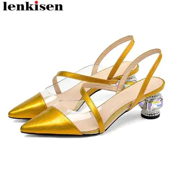 Lenkisen office lady genuine leather patchwork pvc high heels pointed toe slip on plus size slingback daily dating sandals L96
Lenkisen office lady genuine leather patchwork pvc high heels pointed toe slip on plus size slingback daily dating sandals L96