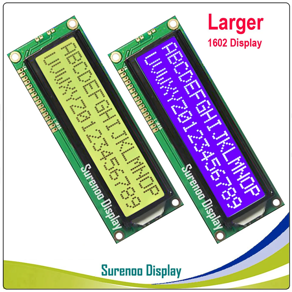 Larger 162 16X2 1602 Larger Character LCD Module Display Screen LCM Yellow Green Blue with LED Backlight
Larger 162 16X2 1602 Larger Character LCD Module Display Screen LCM Yellow Green Blue with LED Backlight