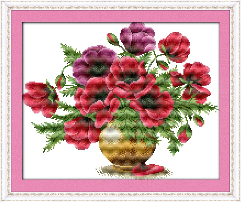 Poppy flower vase cross stitch kit flower 18ct 14ct 11ct count printed canvas stitching embroidery DIY handmade needlework
Poppy flower vase cross stitch kit flower 18ct 14ct 11ct count printed canvas stitching embroidery DIY handmade needlework