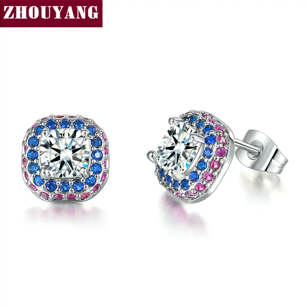 ZHOUYANG Stud Earring For Women Classic Elegant Red Blue Cubic Zirconia Silver Color Wedding Engagement Fashion Jewelry DZE001
ZHOUYANG Stud Earring For Women Classic Elegant Red Blue Cubic Zirconia Silver Color Wedding Engagement Fashion Jewelry DZE001