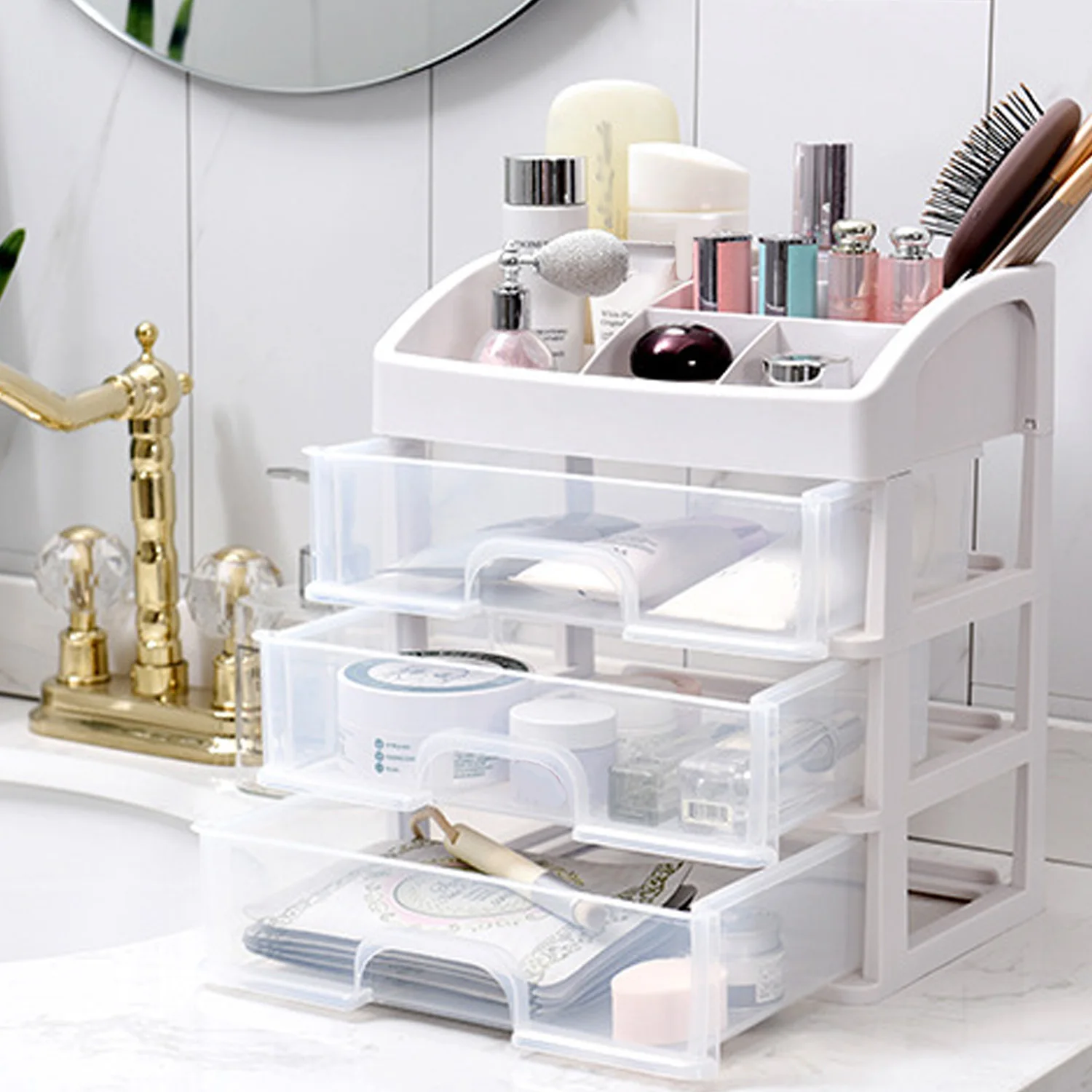Behogar 4-layers Transparent Plastic Cosmetic Makeup Jewelry Stationery Drawers Storage Rack Box Organizer for School Office
Behogar 4-layers Transparent Plastic Cosmetic Makeup Jewelry Stationery Drawers Storage Rack Box Organizer for School Office