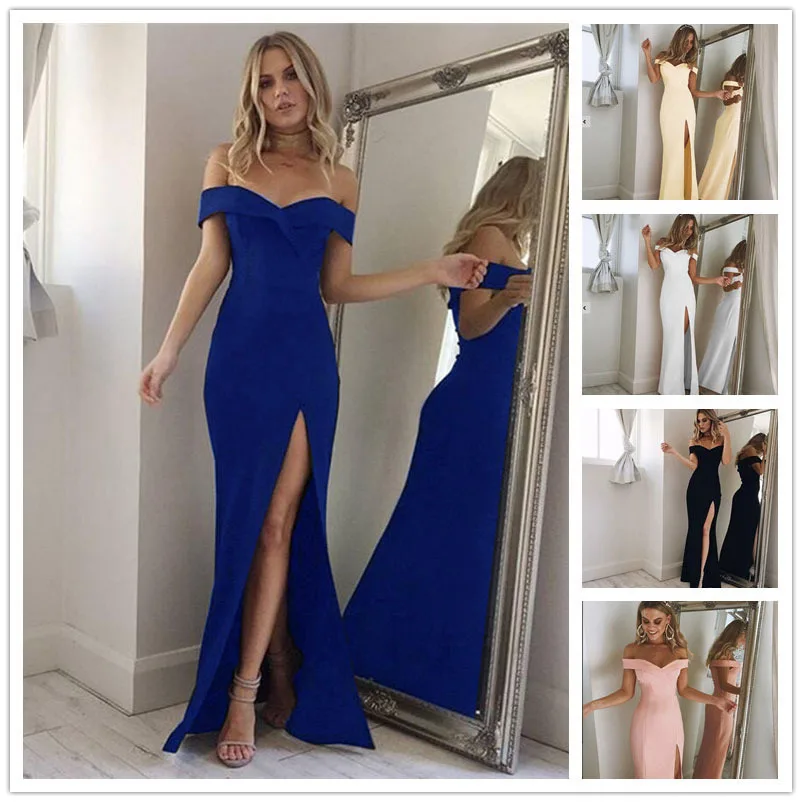 Summer elegant off shoulder dresses 2018 new beach maxi dress Women Sexy Strapless 5 Color solid side split mermaid long dress
Summer elegant off shoulder dresses 2018 new beach maxi dress Women Sexy Strapless 5 Color solid side split mermaid long dress