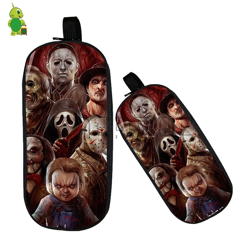 Horror Movie Killers Crossovers Cosmetic Case Jason Chucky Freddy League Pencil Case Large Capacity Sotrage Bags School Supplies
Horror Movie Killers Crossovers Cosmetic Case Jason Chucky Freddy League Pencil Case Large Capacity Sotrage Bags School Supplies
