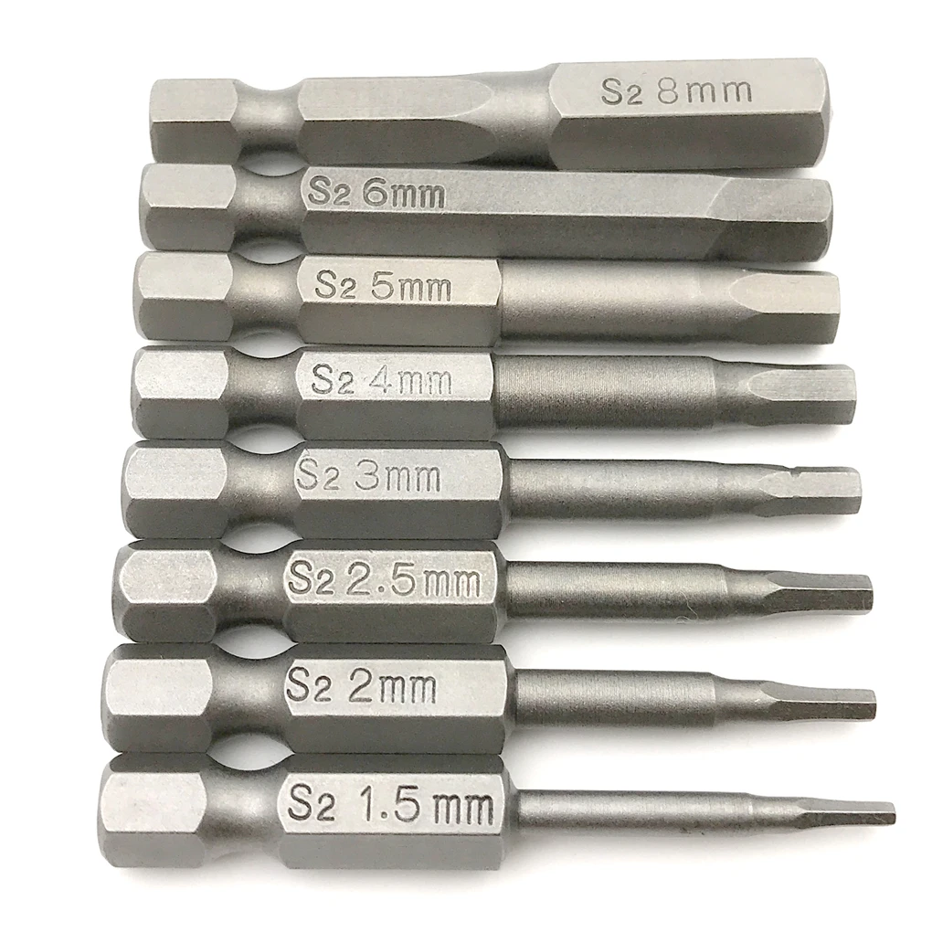 8pcs 50mm Magnetic Head Screwdriver Bits 1/4" Hex Shank Screw Drivers Set H1.5-H8 For Power Tools
8pcs 50mm Magnetic Head Screwdriver Bits 1/4" Hex Shank Screw Drivers Set H1.5-H8 For Power Tools