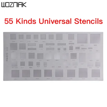 BGA Reballing Universal Stencil Template 55 Kinds of Universal Phone Solder Paste BGA Reballing Stencils
BGA Reballing Universal Stencil Template 55 Kinds of Universal Phone Solder Paste BGA Reballing Stencils