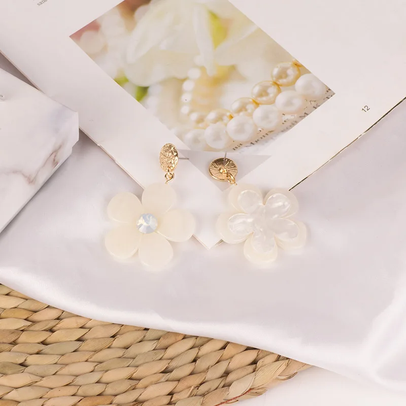 GuanLong Vintage Long Acrylic Flower Earrings for Women Big Metal Resin Dangle Drop Earings for Girls Fashion Jewelry Brincos (5)