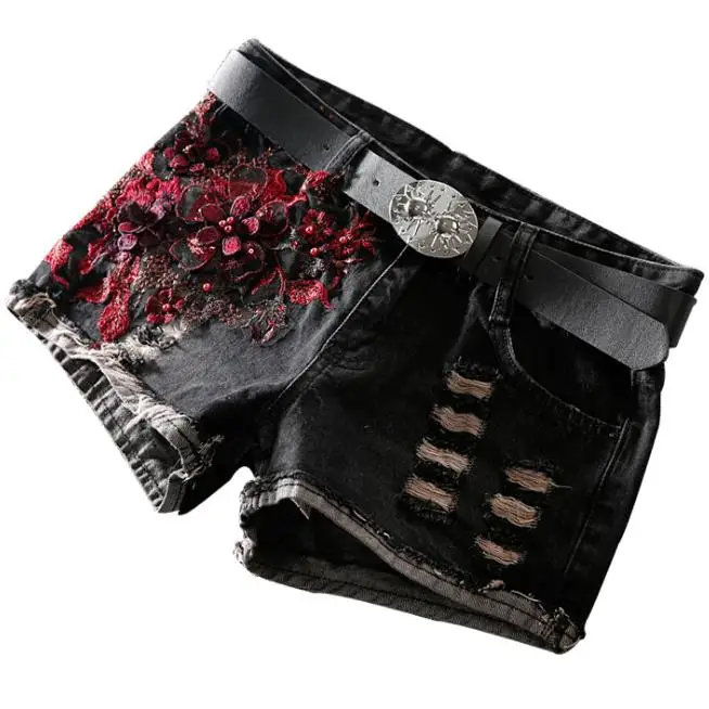 Black low waist denim shorts women spring summer 2019 hole loose embroidery flower jeans shorts plus size
Black low waist denim shorts women spring summer 2019 hole loose embroidery flower jeans shorts plus size
