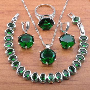 Silver Color Wedding Jewelry Sets For Women Natural Green Crystlal Bracelet Ring Necklace And Earrings Sets JS0109
Silver Color Wedding Jewelry Sets For Women Natural Green Crystlal Bracelet Ring Necklace And Earrings Sets JS0109