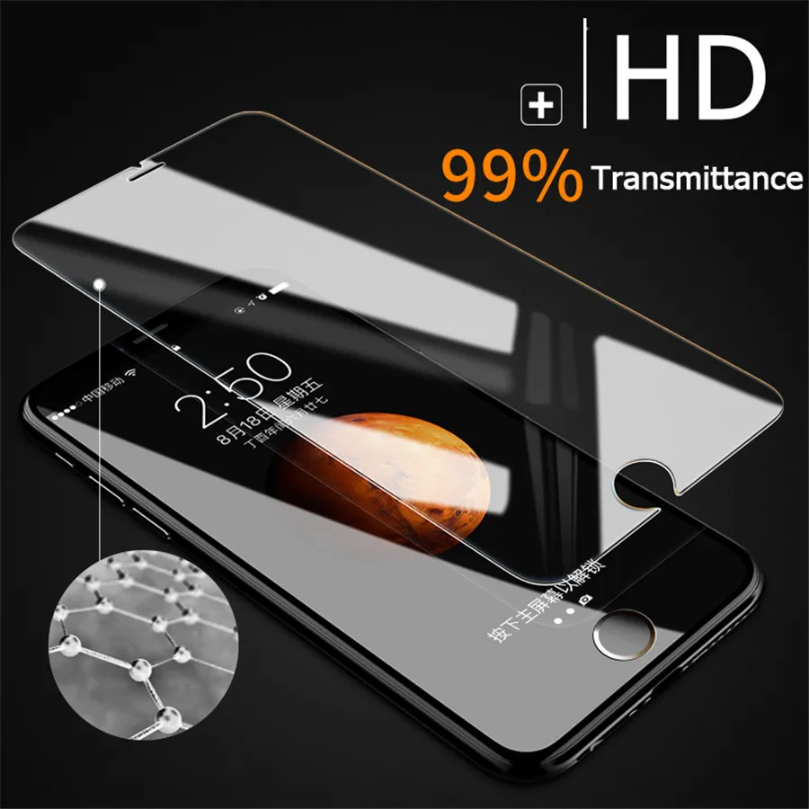 

2.5D 9H Tempered Glass Case For iPhone X 7 7Plus 4 4S 5 5S 5C 5SE 6 6S Plus Screen Protector Cover Phone Cases Protective Film