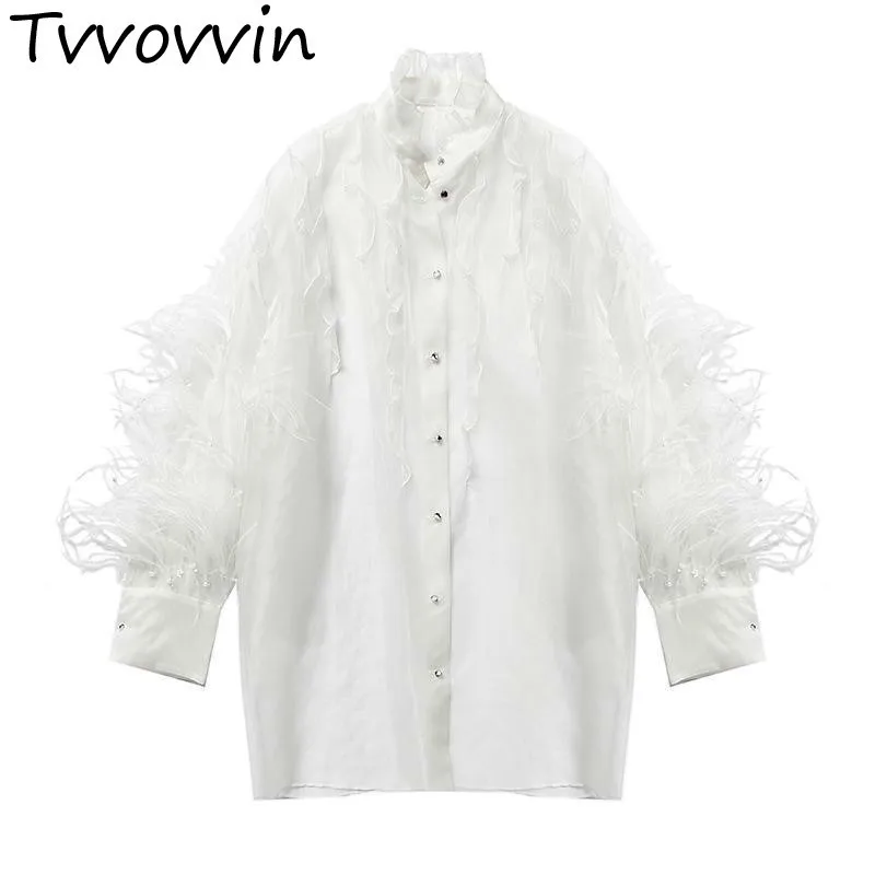 TVVOVVIN Women Blouses Ostrich Hair Organza Ruffles Perspective Women Shirts Long Sleeve Loose Long Women Tops Top White V156
TVVOVVIN Women Blouses Ostrich Hair Organza Ruffles Perspective Women Shirts Long Sleeve Loose Long Women Tops Top White V156