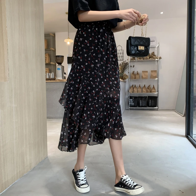 Женские шифоновые юбки 2019 весна лето Модные женские элегантные винтажные с