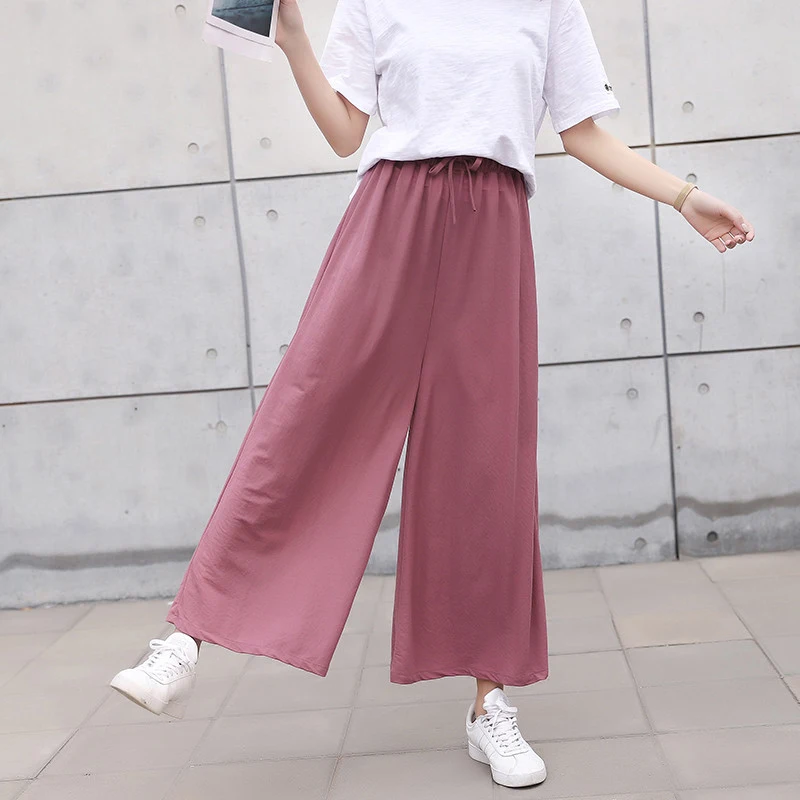 Women High Waist Wide Leg Flare Pants Summer Fashionable Feminine Soft Casual Culottes Female Elastic Waist Drawstring Trousers
Women High Waist Wide Leg Flare Pants Summer Fashionable Feminine Soft Casual Culottes Female Elastic Waist Drawstring Trousers