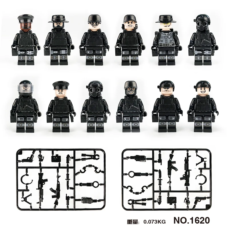 

12pcs 1620 Military Falcon Commandos Army Soldiers Marine Corps with weapons Bricks Building Blocks for children Gift Toys