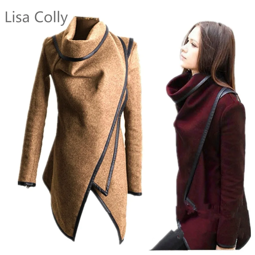 Lisa Colly New Fashion Women Winter Woolen Coat Jacket Zipper Asymmetric PU Leather Trim Waterfall Open Front Cardigan Coat
Lisa Colly New Fashion Women Winter Woolen Coat Jacket Zipper Asymmetric PU Leather Trim Waterfall Open Front Cardigan Coat