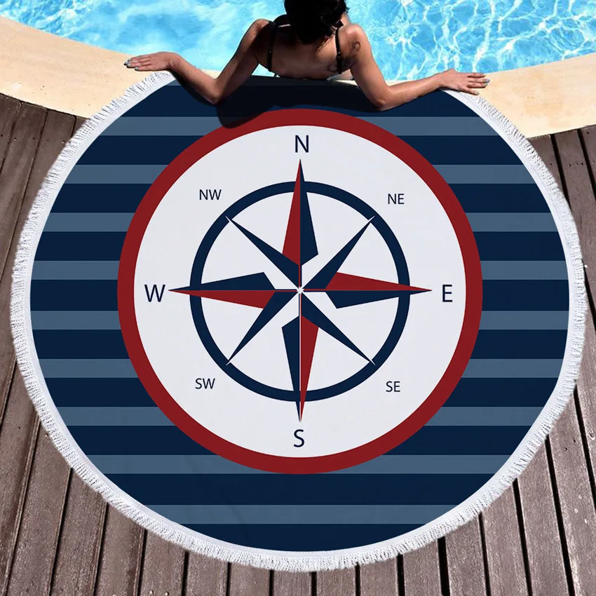 Ship Rudder Round Beach Towel Striped Ocean Nautical Sailor Shower Bath Towels Microfiber Circle Yoga Mat Blanket 150cm Tassels
Ship Rudder Round Beach Towel Striped Ocean Nautical Sailor Shower Bath Towels Microfiber Circle Yoga Mat Blanket 150cm Tassels