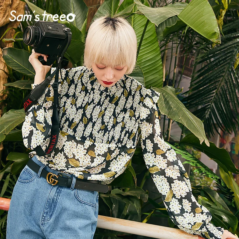 Samstree Spring Female Blouses Flower Print Ruffles Loose Women Shirts Turtleneck Long Sleeve Office Ladies Chiffon Tops
Samstree Spring Female Blouses Flower Print Ruffles Loose Women Shirts Turtleneck Long Sleeve Office Ladies Chiffon Tops