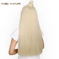 AISI HAIR 22 inch(55cm) Long Straight Women Clip in Hair Extensions Black Brown High Tempreture Synthetic Hairpiece image