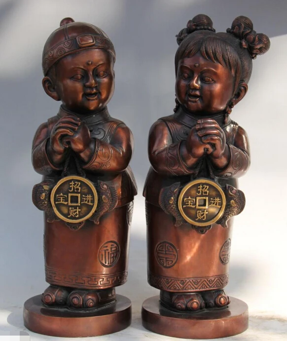 007380 17" Chinese Folk Bronze Stand Wealth Fu Tong Zi Boy Girl Statue Sculpture Pair
007380 17" Chinese Folk Bronze Stand Wealth Fu Tong Zi Boy Girl Statue Sculpture Pair