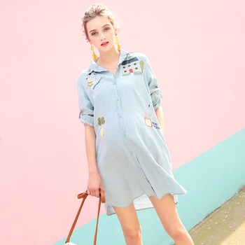 New Maternity Loose Jean Dress Button Denim Shirt Skirt Long Sleeve Dresses Pregnant women Clothing Pregnancy Outdoor Wear E6 10
New Maternity Loose Jean Dress Button Denim Shirt Skirt Long Sleeve Dresses Pregnant women Clothing Pregnancy Outdoor Wear E6 10