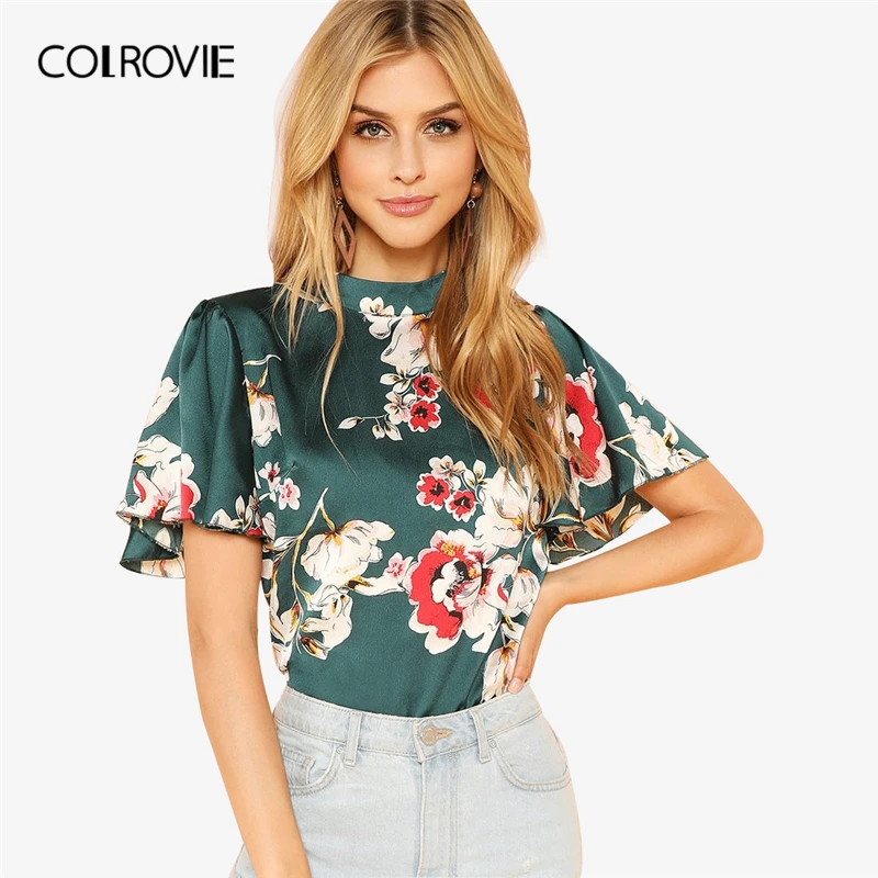 COLROVIE Stand Collar Keyhole Back Floral Blouse Shirt Summer Butterfly Sleeve Workwear Blouse Elegant Women Clothing
COLROVIE Stand Collar Keyhole Back Floral Blouse Shirt Summer Butterfly Sleeve Workwear Blouse Elegant Women Clothing
