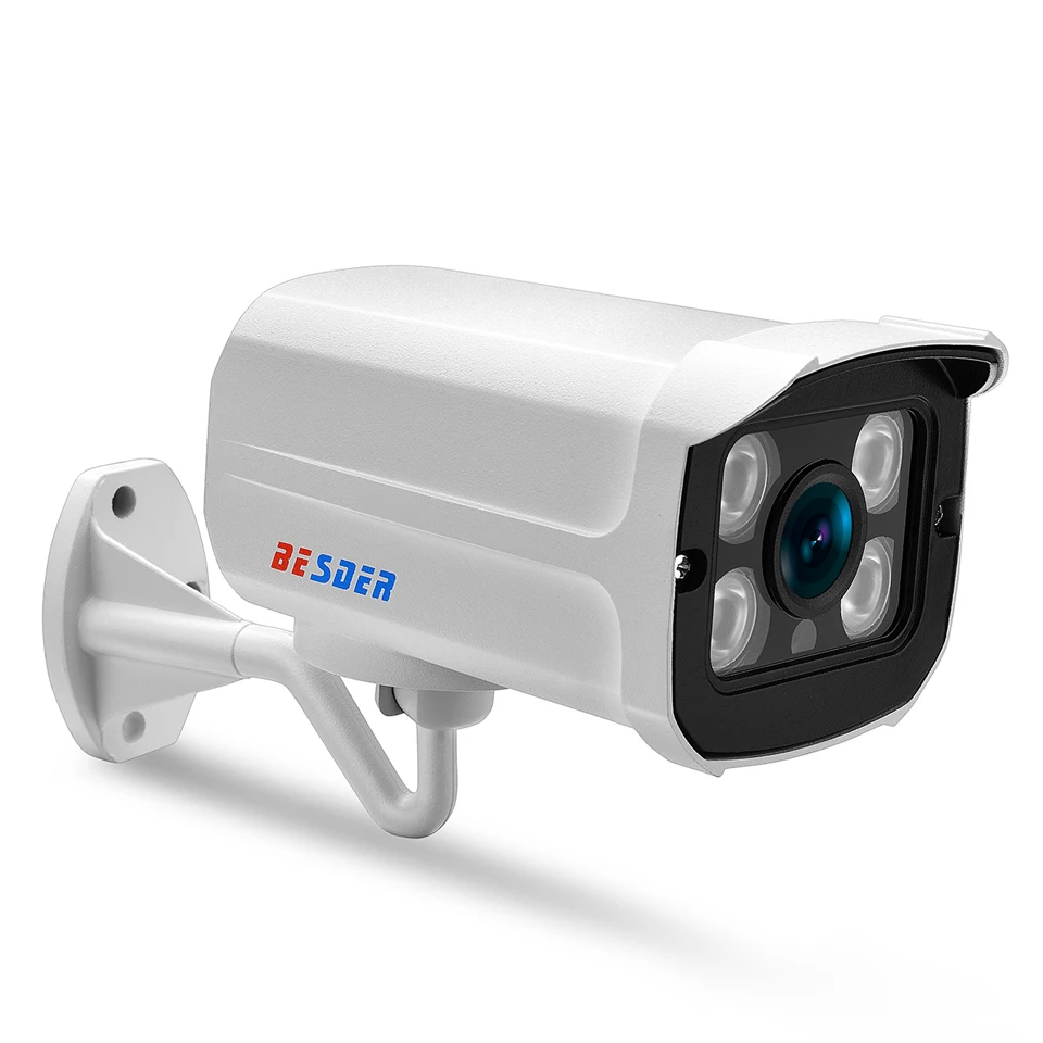

BESDER Metal Outdoor POE 48V Bullet IP Camera 1080P 960P 720P Security CCTV Camera 4PCS Array LEDs ONVIF P2P Detection IP Cam