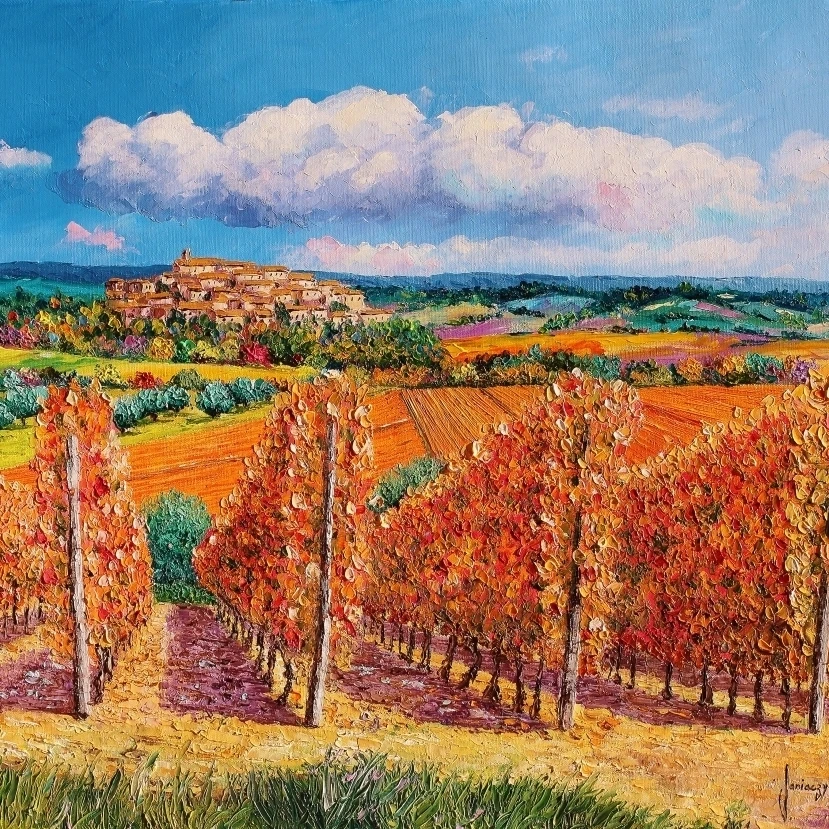 Vineyards in autumn Poster Print by Jean-Marc Janiaczyk (28 x 22)